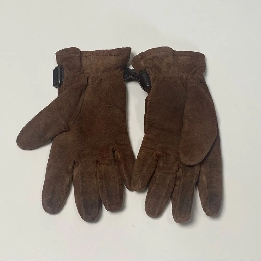 Women's Classic Chic Brown Suede Leather Gloves Size Small